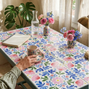 Carreau Fleurs audacieuses sur fond blanc décoratif