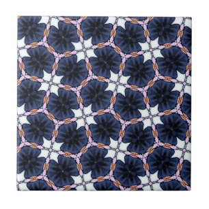 Carreau Fleurs Bleu Minuit
