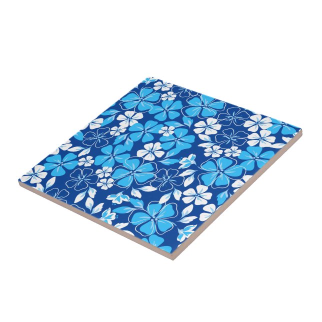 Carreau Fleurs bleues et blanches (Côté)