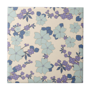 Carreau Fleurs Bleues, Fleurs Violettes, Motif Floral