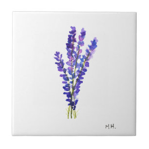 Carreau Fleurs botaniques d'herbe lavande couleur pourpre