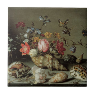 Carreau Fleurs, coquilles et insectes Balthasar van der As