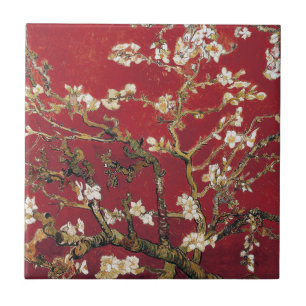 Carreau Fleurs d'amandes Red Vincent van Gogh Peinture d'a
