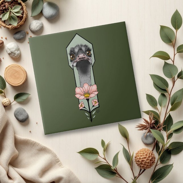 Carreau Fleurs d'autruche Art Déco Vert (Créateur téléchargé)