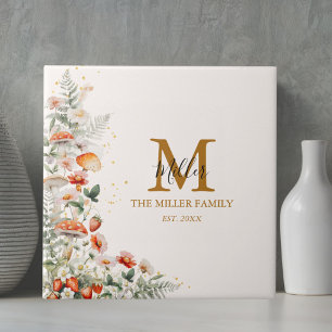 Carreau Fleurs de champignons de forêt Monogramme botaniqu