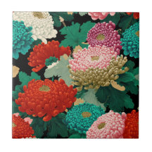 Fleurs de chrysanthème Motif floral vintage