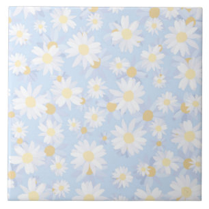 Carreau Fleurs de marguerite bleue chic et blanche