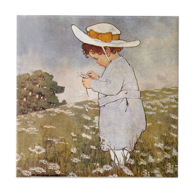 Carreau Fleurs de marguerites de cueillette d'enfants anti (Devant)
