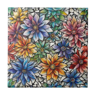 Carreau Fleurs de mosaïque Abstraites colorées