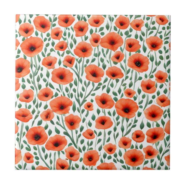 Carreau Fleurs de pavot à motifs floraux (Devant)