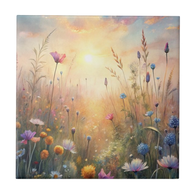 Carreau Fleurs de prairie et papillons (Devant)