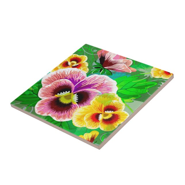 Carreau Fleurs de printemps colorées Design (Côté)