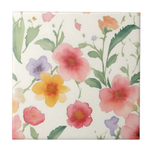 Carreau Fleurs de printemps d'aquarelle - Floral rose sur 