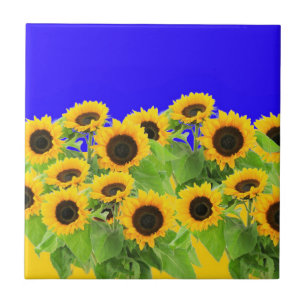 Carreau Fleurs de soleil - Liberté Ukraine Paix drapeau u
