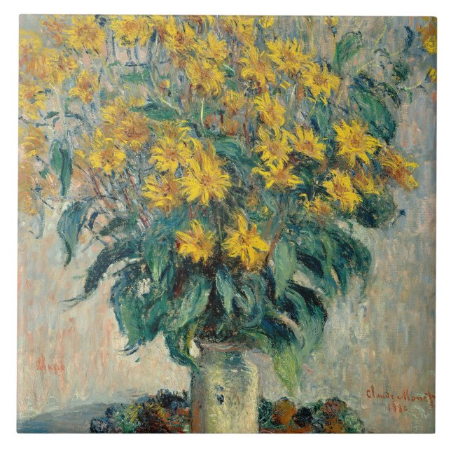 Carreau Fleurs de topinambour, 1880 (huile sur la toile) (Devant)