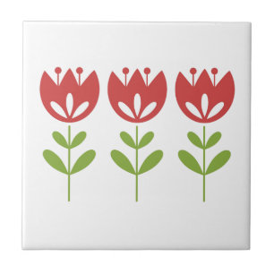 Carreau Fleurs de tulipes Simple Moderne Classique Rouge N