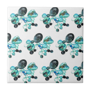 Carreau Fleurs de verre de mer et bling