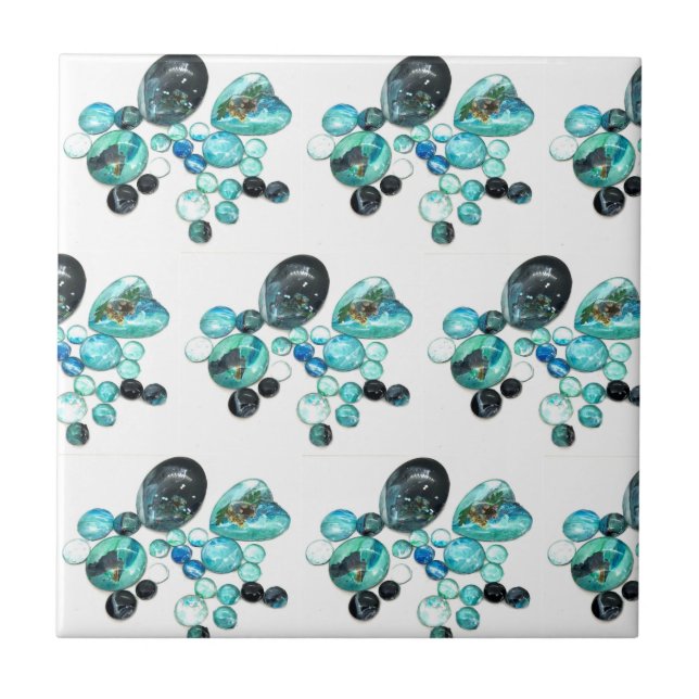 Carreau Fleurs de verre de mer et bling (Devant)