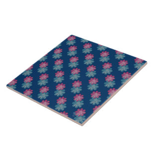 Carreau Fleurs de verre (rose/turquoise/marine)