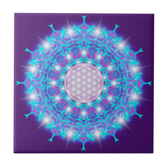 Carreau FLEURS DE VIE/Blume des Lebens Stars Mandala (Devant)