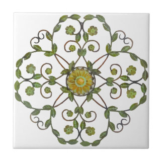 Carreau fleurs de vigne fleurie motif - vert jaune