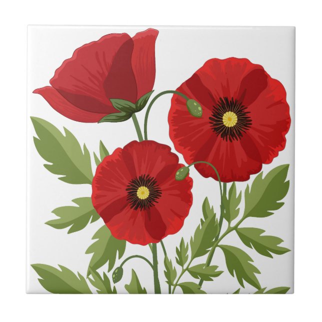 Carreau Fleurs d'été joyeuses floraison de pavot (Devant)