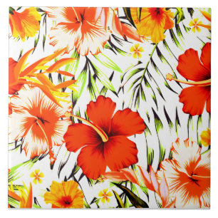 Carreau Fleurs d'hibiscus tropicaux hawaïens