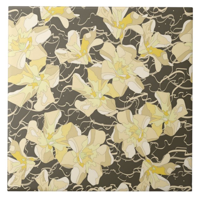 Carreau Fleurs d'or jaune doux (Devant)