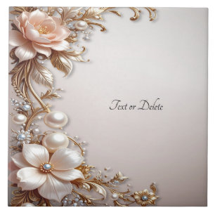 Carreau Fleurs en céramique rose pâle et blanc Carrelage