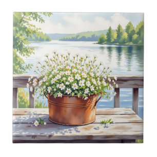 Carreau Fleurs en pot de cuivre sur Lakehouse Deck