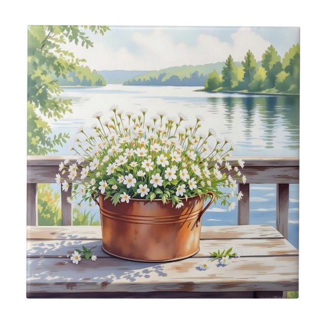 Carreau Fleurs en pot de cuivre sur Lakehouse Deck (Devant)