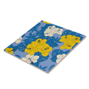 Carreau Fleurs et feuilles d'Hibiscus