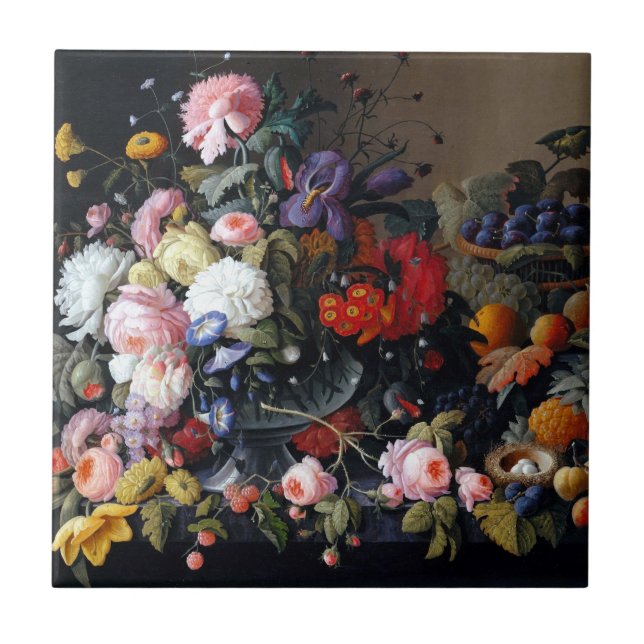 Carreau Fleurs et fruits du jardin magnifiques (Devant)
