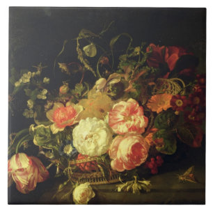 Carreau Fleurs et insectes, 1711 (huile sur le panneau)