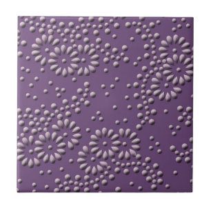 Carreau Fleurs et points violets motif japonais
