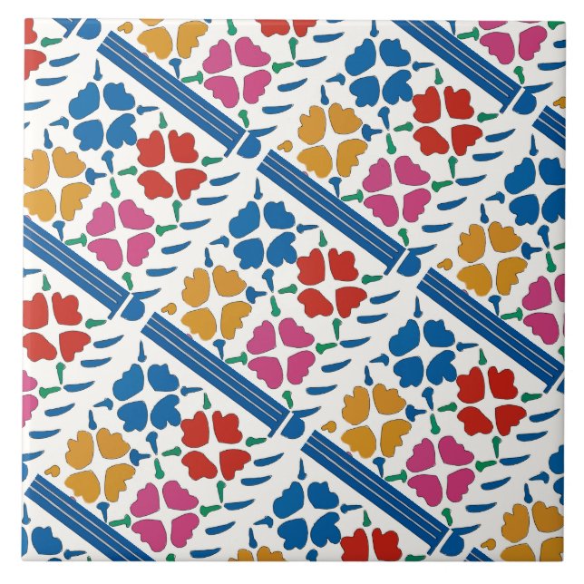 Carreau Fleurs fauvistes colorées (Devant)
