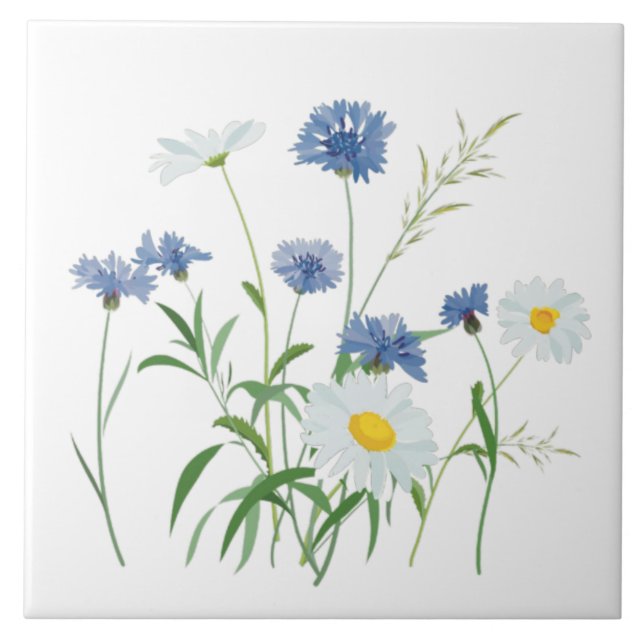 Carreau Fleurs, fleurs de printemps, marguerites  (Devant)
