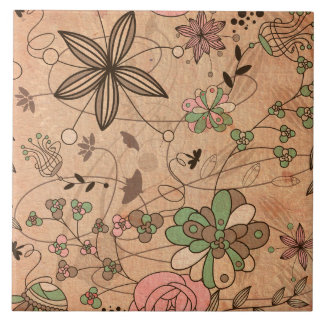 Carreau Fleurs florales colorées de Bohème de Boho rétros