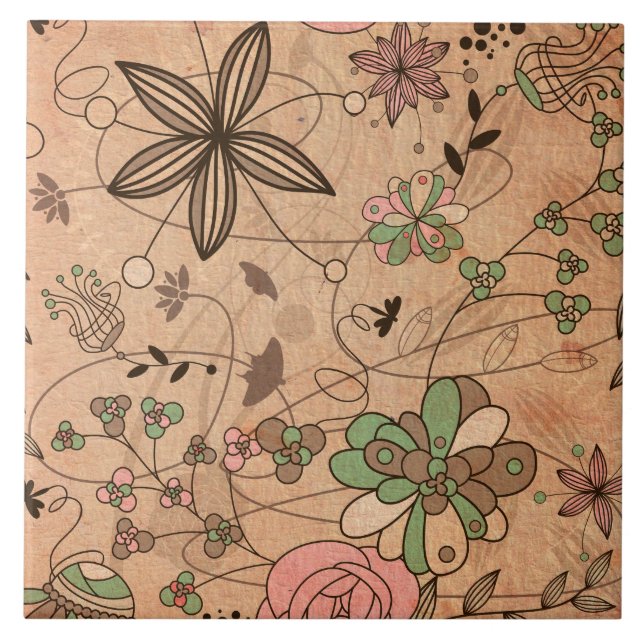 Carreau Fleurs florales colorées de Bohème de Boho rétros (Devant)