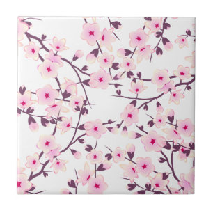 Carreau Fleurs florales de cerisier rose blanc