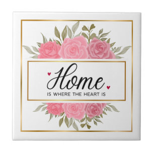 Carreau Fleurs florales roses Aquarelle