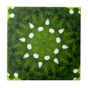 Carreau Fleurs florales vertes et blanches