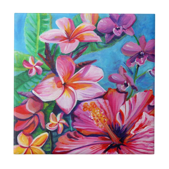 Carreau Fleurs hawaïennes tropicales (Devant)