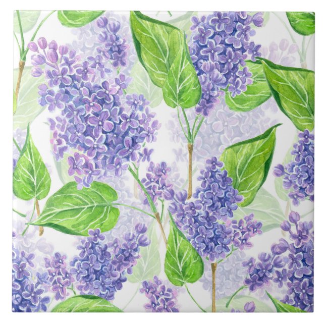 Carreau Fleurs lilas aquarelles (Devant)