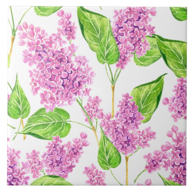 Carreau Fleurs lilas rose aquarelle (Devant)