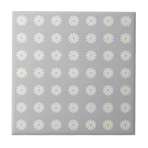 Carreau Fleurs marguerites blanches, centre jaune sur arge