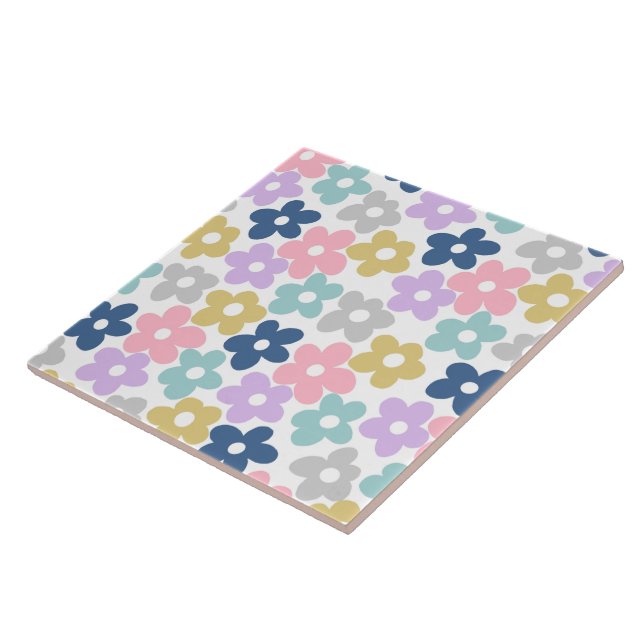 Carreau Fleurs marguerites super Retro Boho Floral (Côté)