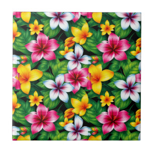 Carreau Fleurs multicolores et Motif Feuille-57577