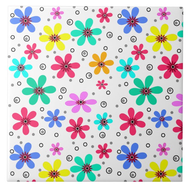 Carreau Fleurs multicolores marguerites somm arrière - pla (Devant)