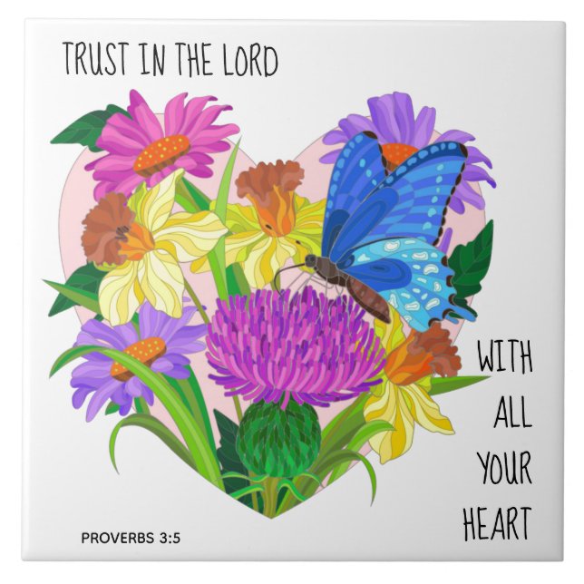 Carreau Fleurs peintes dans le coeur, vers des proverbes 3 (Devant)